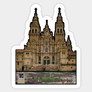 Buen Camino Peregrino Santiago Compostela Way Scallop Arrow Cathedral Sticker